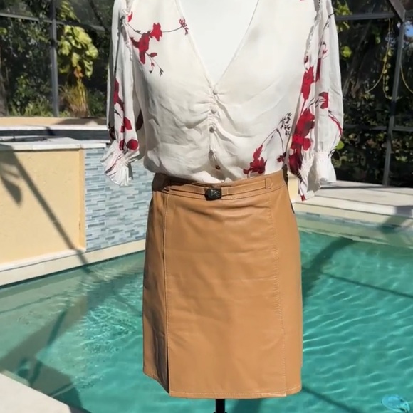 Burberry Leather Skirt Caramel Brown 38 - Picture 14 of 14
